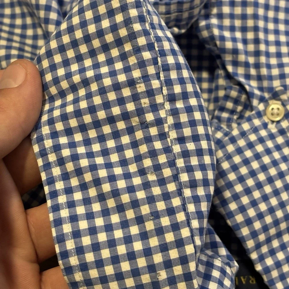 Polo Ralph Lauren Shirt Classic Cotton Stretch Mens XL Blue Gingham Check Pony